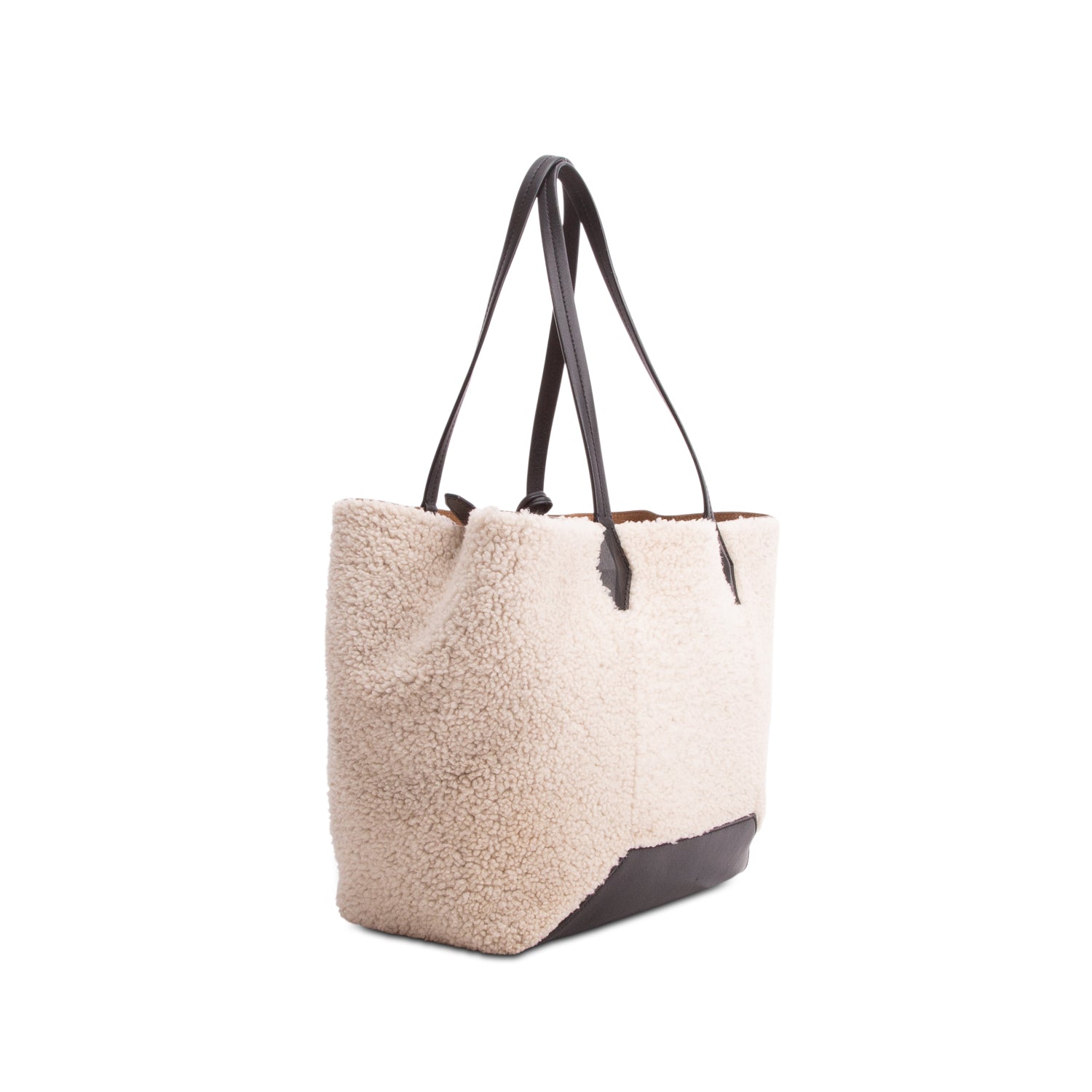 Jimmy Choo White Shearling Calfskin Diamond Tote w/ Authenticity Card