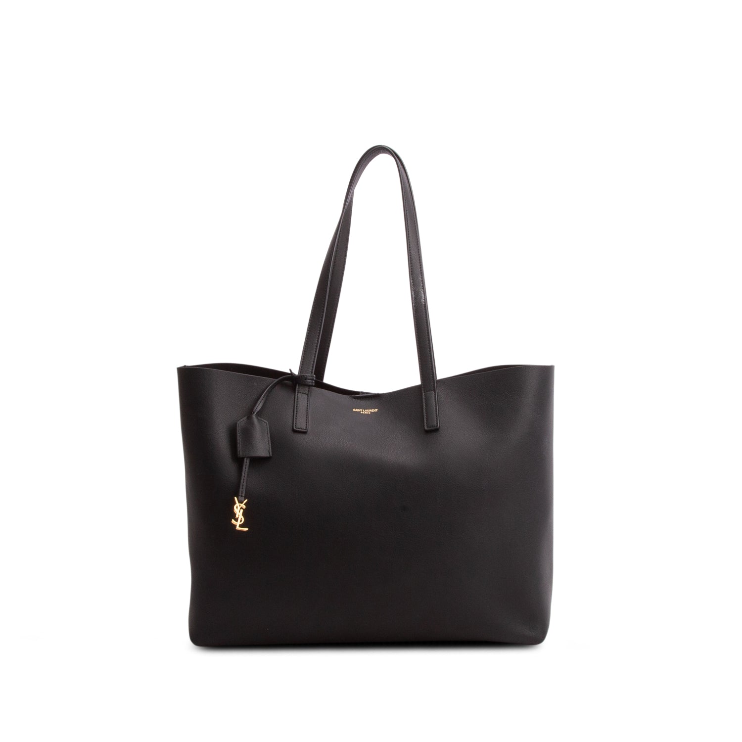 Saint Laurent 2025 Black Calfskin Large Shopping Tote w/ Box, Pouch & Receipt