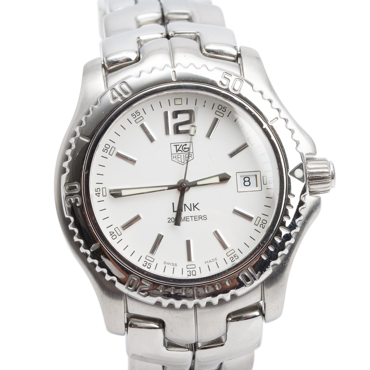 Tag Heuer Stainless Steel Link 42 MM Quartz Watch White Dial WT1114-0