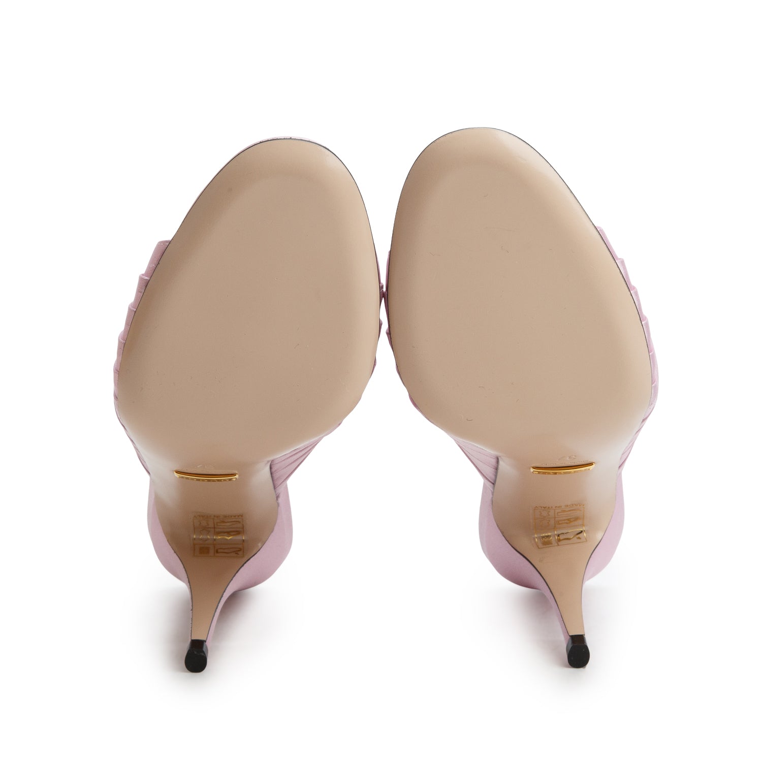 Gucci Pink Satin Double G 95mm Sandals, Women's Size 37 w/ Box