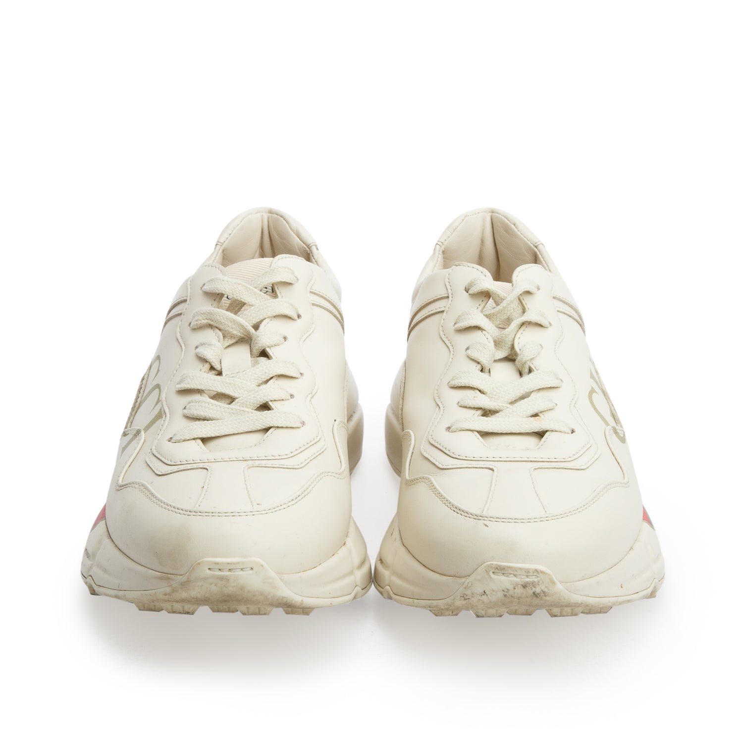 Gucci Ivory Leather Rhyton Gucci Logo Sneakers, Women's Size 39 w/ Box