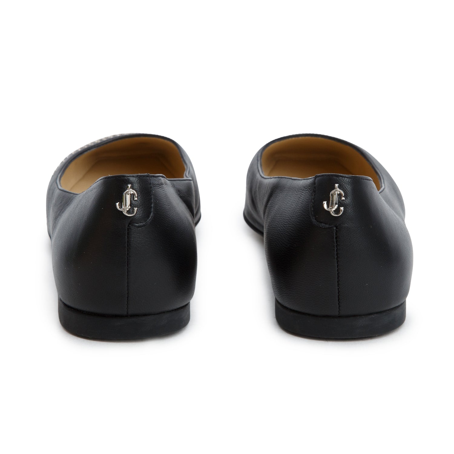 Jimmy Choo Black Nappa Leather Davia Studded Ballerina Flats, Women's Size 40 w/ Box