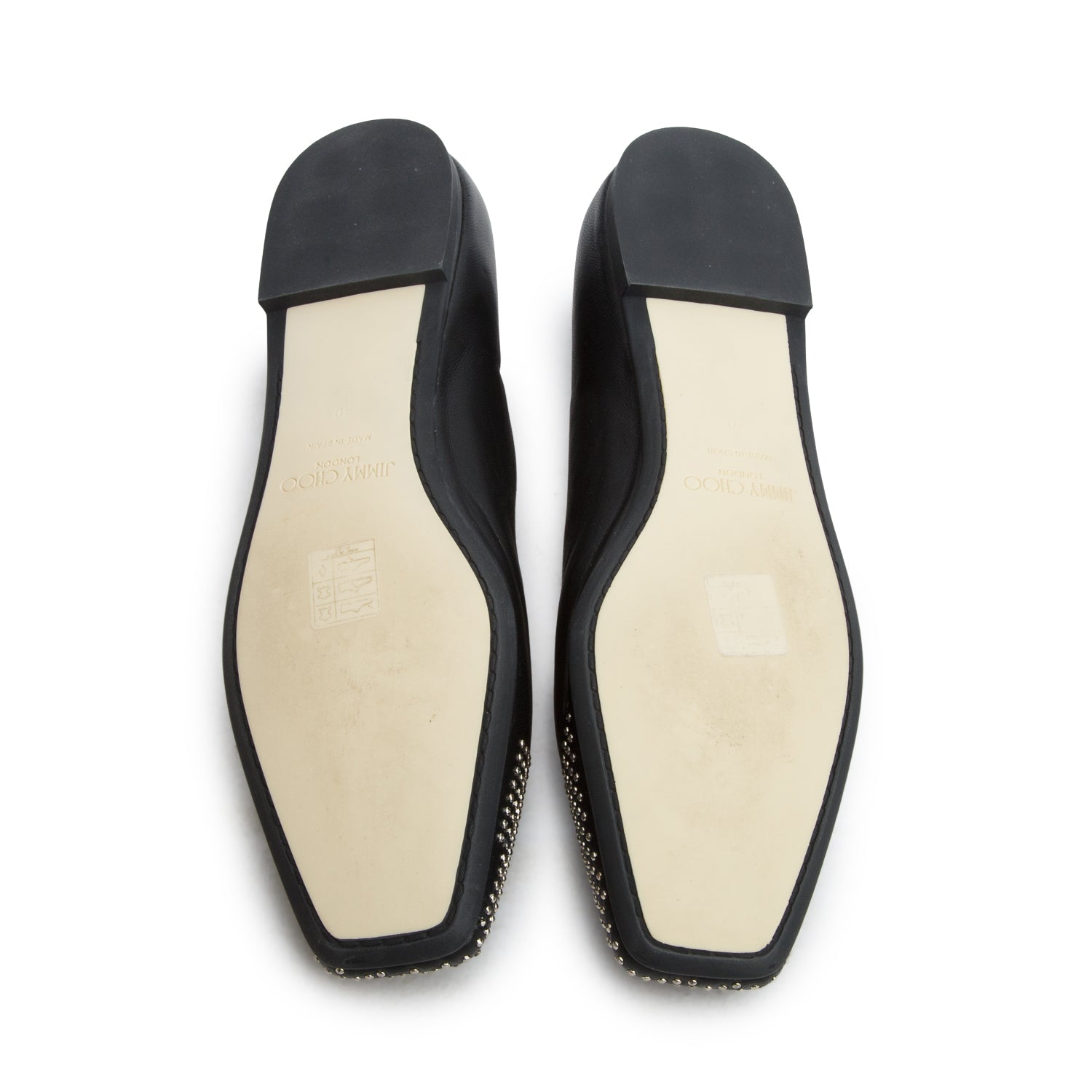 Jimmy Choo Black Nappa Leather Davia Studded Ballerina Flats, Women's Size 40 w/ Box
