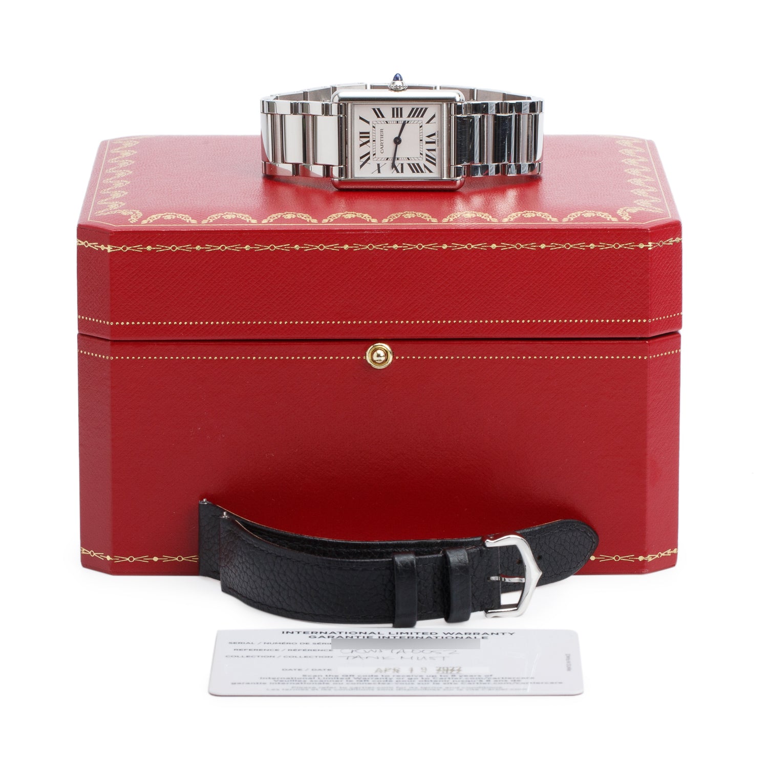 Cartier 2022 Stainless Steel Tank Must de Cartier Quartz Watch, Large Model 4323 w/ Box, Papers & Extra Strap