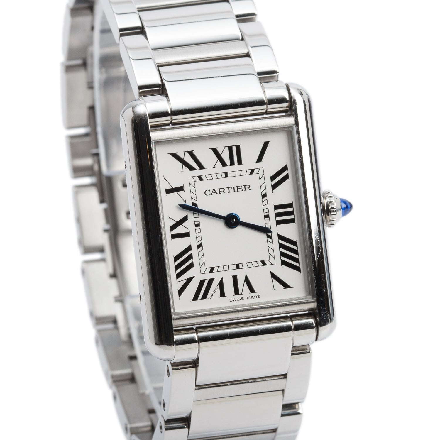 Cartier 2022 Stainless Steel Tank Must de Cartier Quartz Watch, Large Model 4323 w/ Box, Papers & Extra Strap
