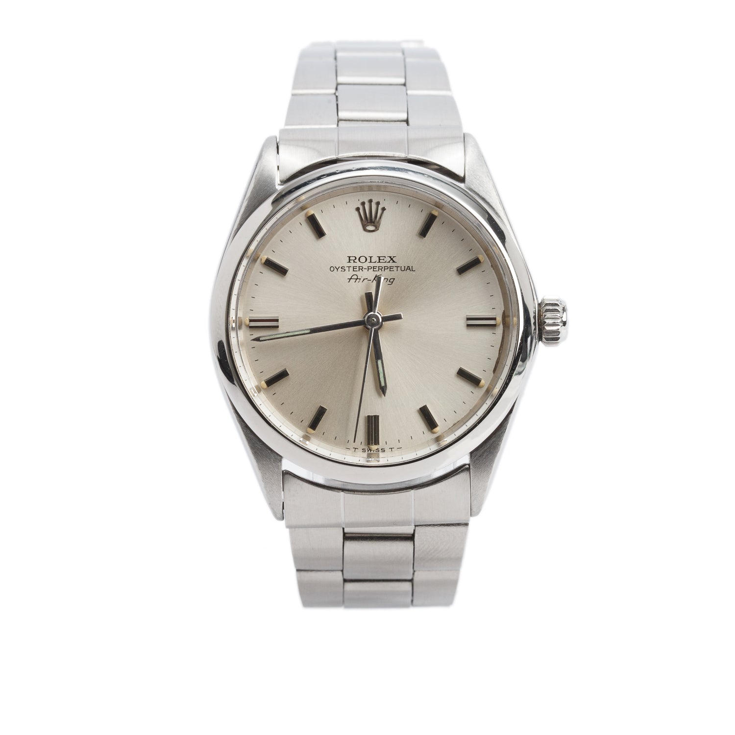 Rolex Stainless Steel Air King 34 MM Automatic Watch Silver Dial 5500 w/ Box