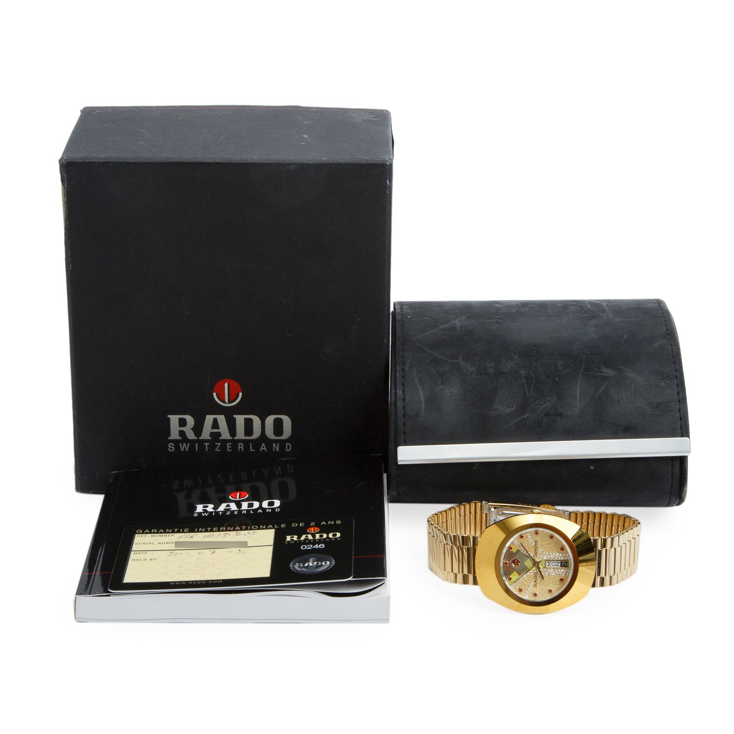 Rado Gold Plated Stainless Steel The Original Diastar 35 MM Automatic Watch Gold Dial w/ Box & Papers