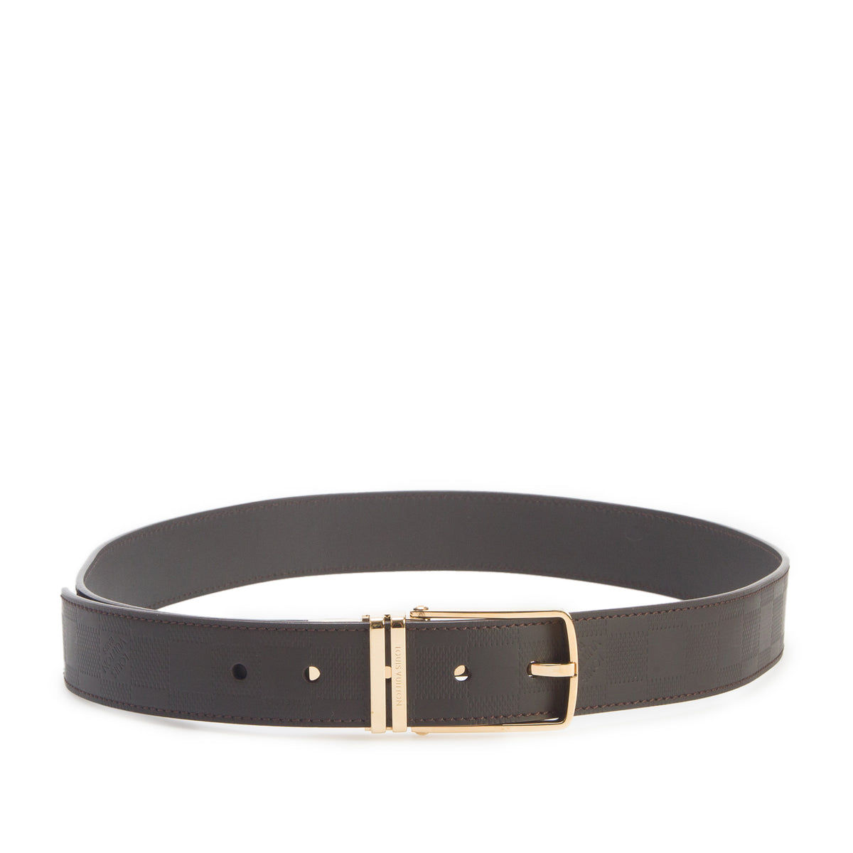 Louis Vuitton Brown Damier Infini Leather Reversible Boston Belt 90 36 w/ Box