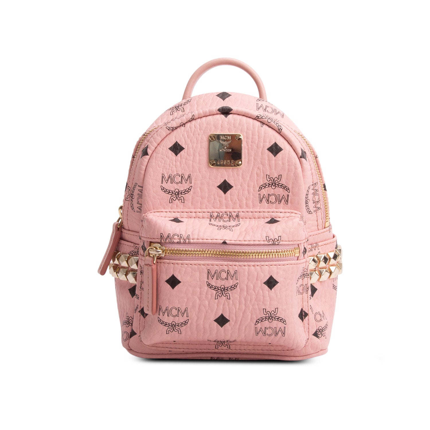 MCM Pink Visetos Extra Mini  Strak Bebe Boo Side Studs Mini Stark Backpack