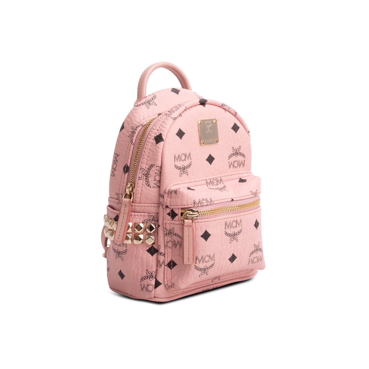 MCM Pink Visetos Extra Mini  Strak Bebe Boo Side Studs Mini Stark Backpack