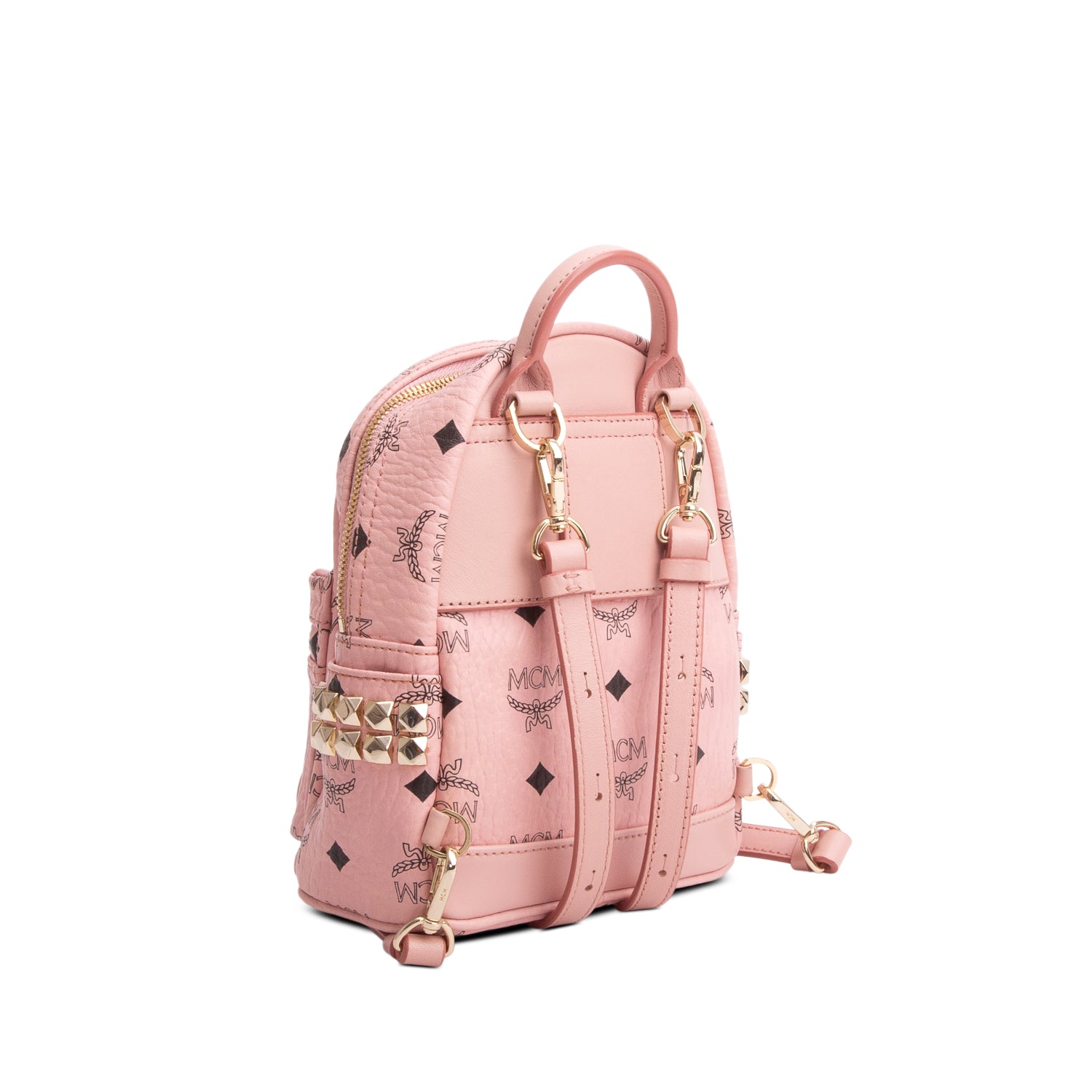 MCM Pink Visetos Extra Mini  Strak Bebe Boo Side Studs Mini Stark Backpack