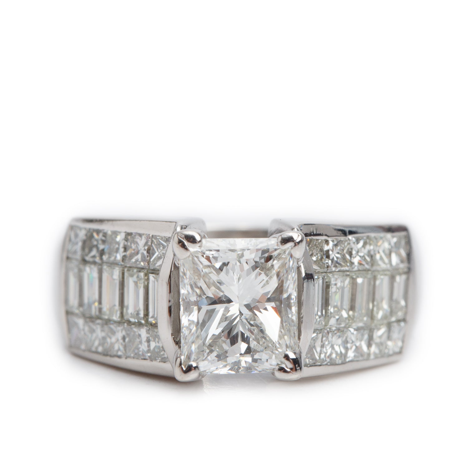 14k White Gold 2.35 ct. Princess Cut Diamond Engagement Ring, Size 8