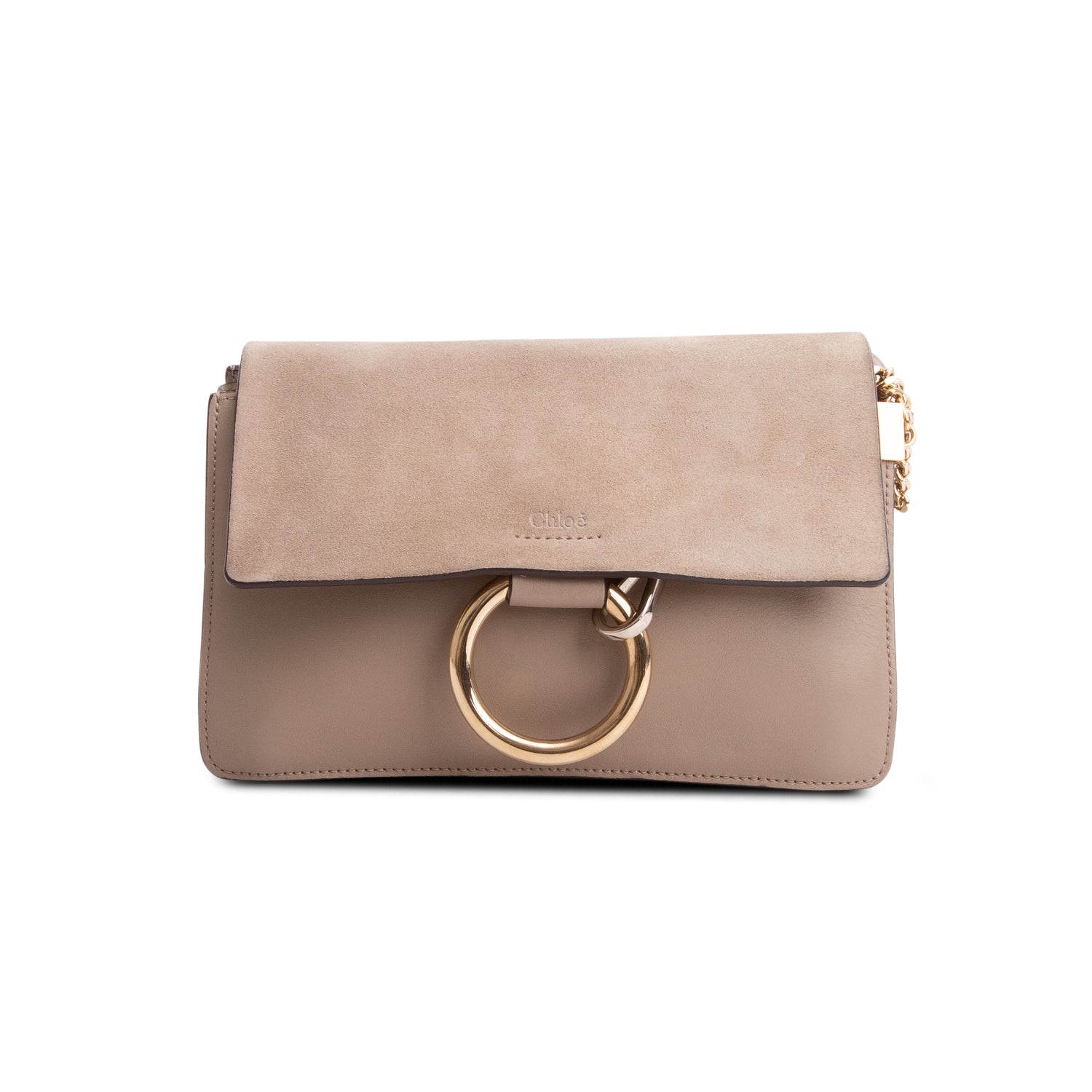 Chloe Grey Suede & Calfskin Leather Small Faye Shoulder Bag