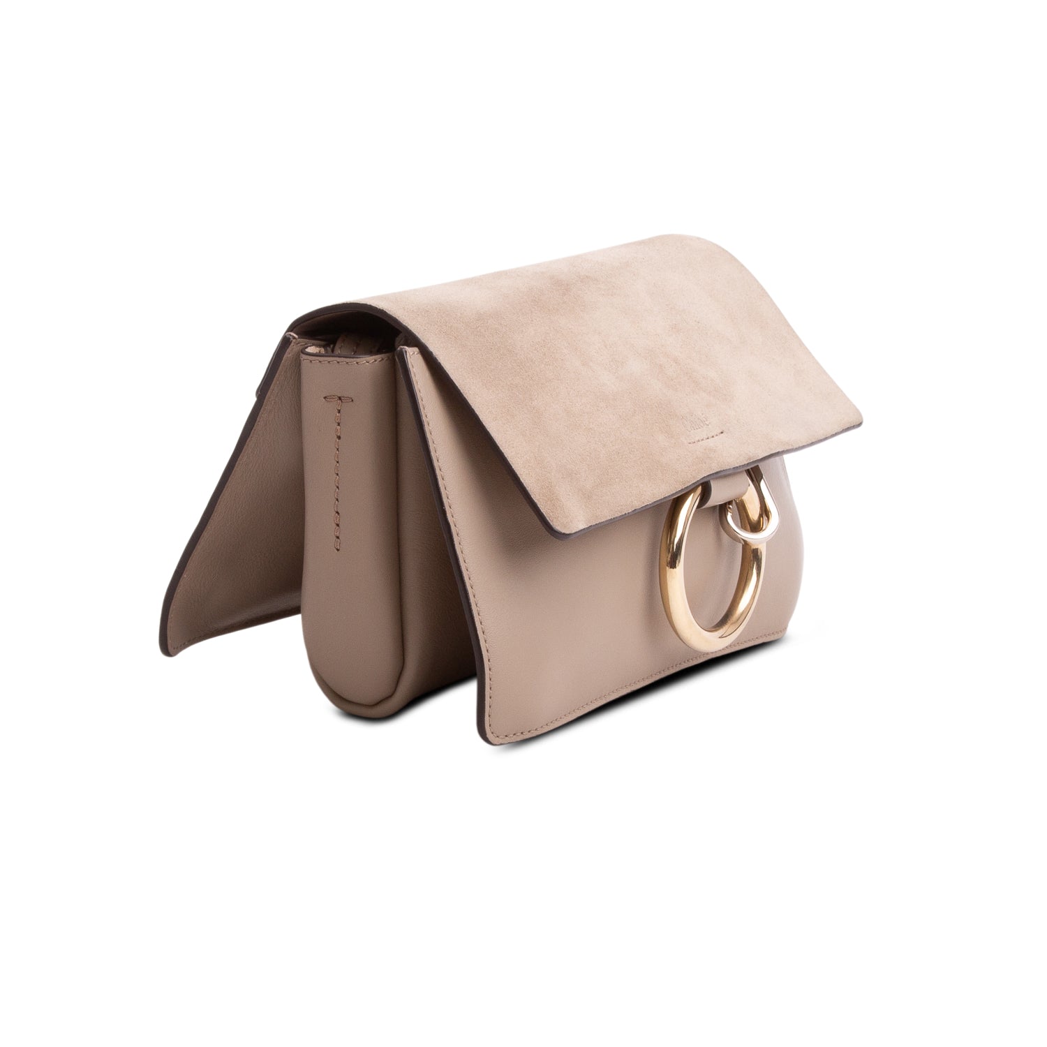 Chloe Grey Suede & Calfskin Leather Small Faye Shoulder Bag