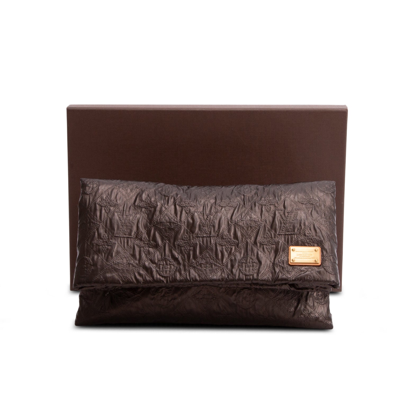Louis Vuitton Brown Jacquard Quilted Limelight Clutch w/ Box