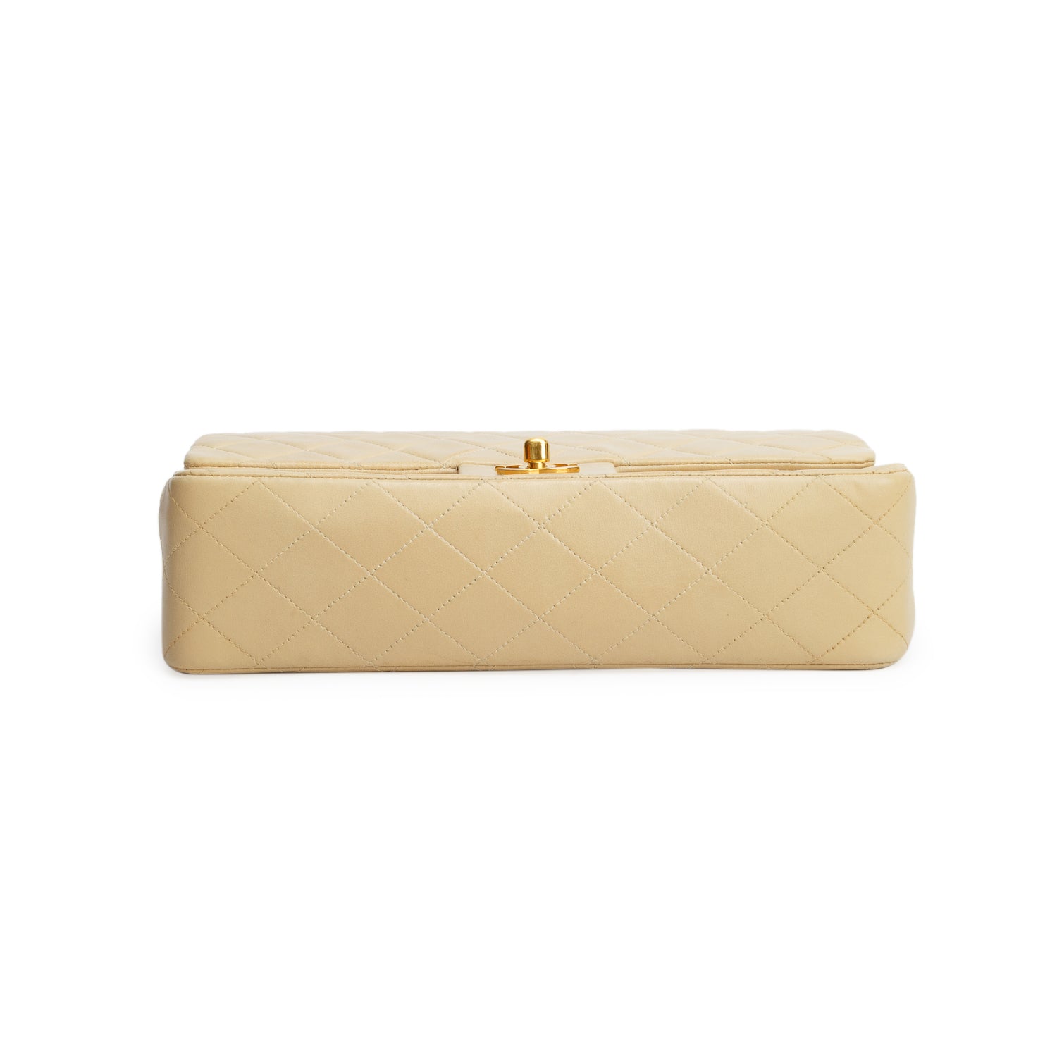 Chanel Vintage Beige Lambskin Quilted Medium Double Flap w/ Box & Authenticity Card