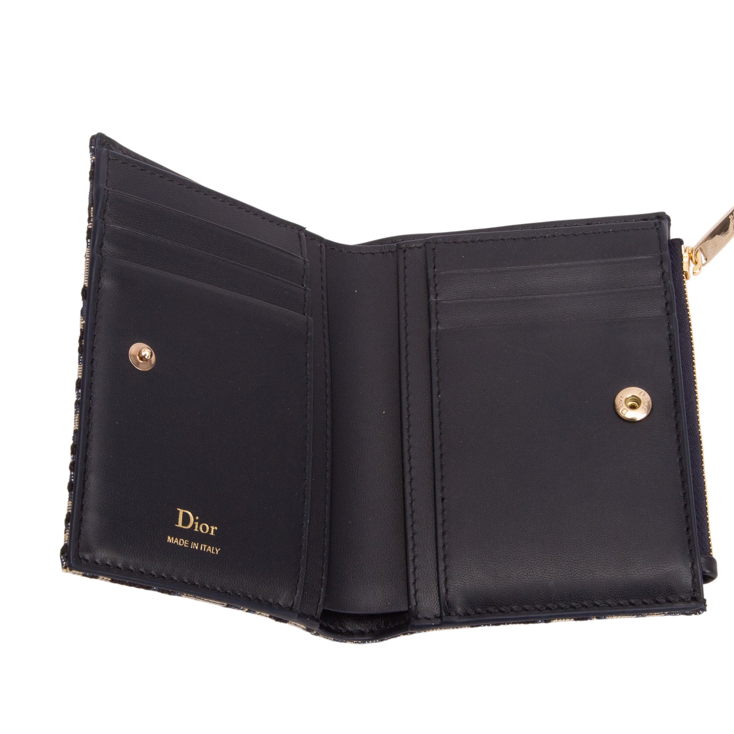 Christian Dior 2026 Blue Oblique Jacquard Promenade Dahlia Wallet w/ Box