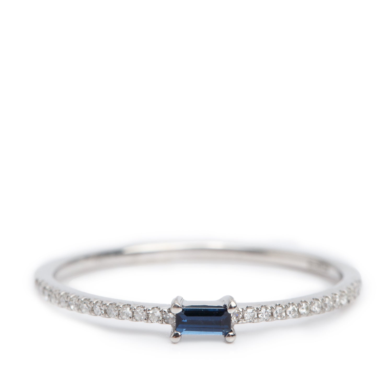 Effy 14k White Gold  Blue Sapphire & Diamond Ring, Size 7