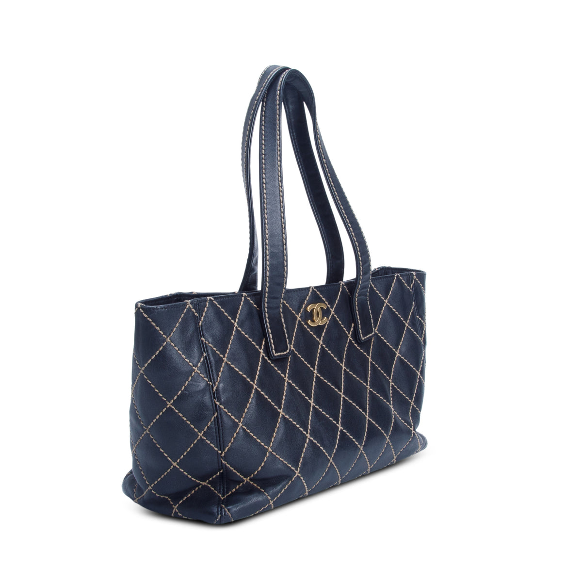 Chanel Black Calfskin Wild Stitch Medium Tote