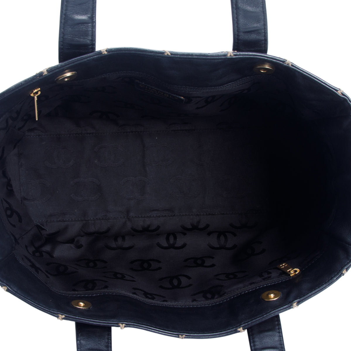 Chanel Black Calfskin Wild Stitch Medium Tote