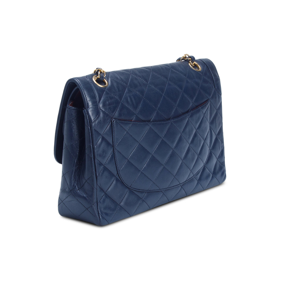 Chanel Vintage Navy Lambskin Quilted Medium Paris Double Flap