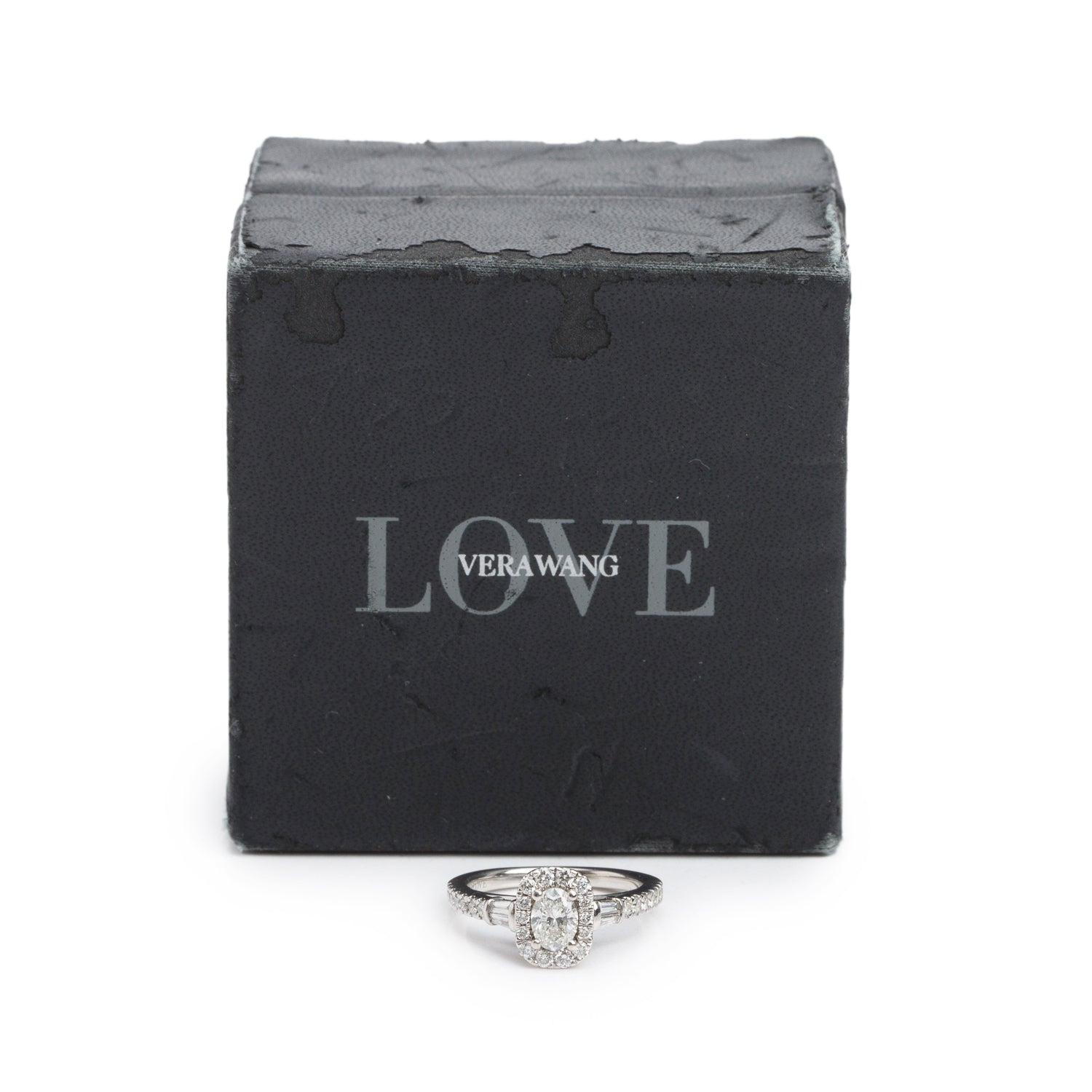 Vera Wang 14k White Gold Love Diamond Engagement Ring, Size 6.25 w/ Box