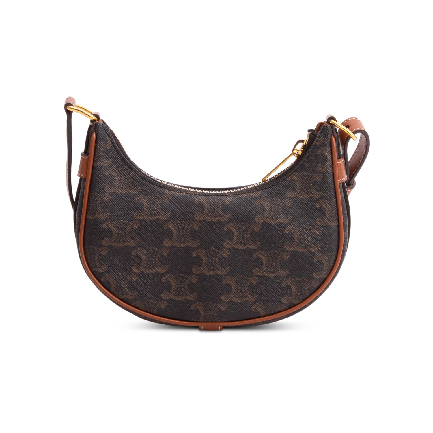 Celine 2021 Brown Canvas Calfskin Mini Ava Triomphe Shoulder Bag w/ Box