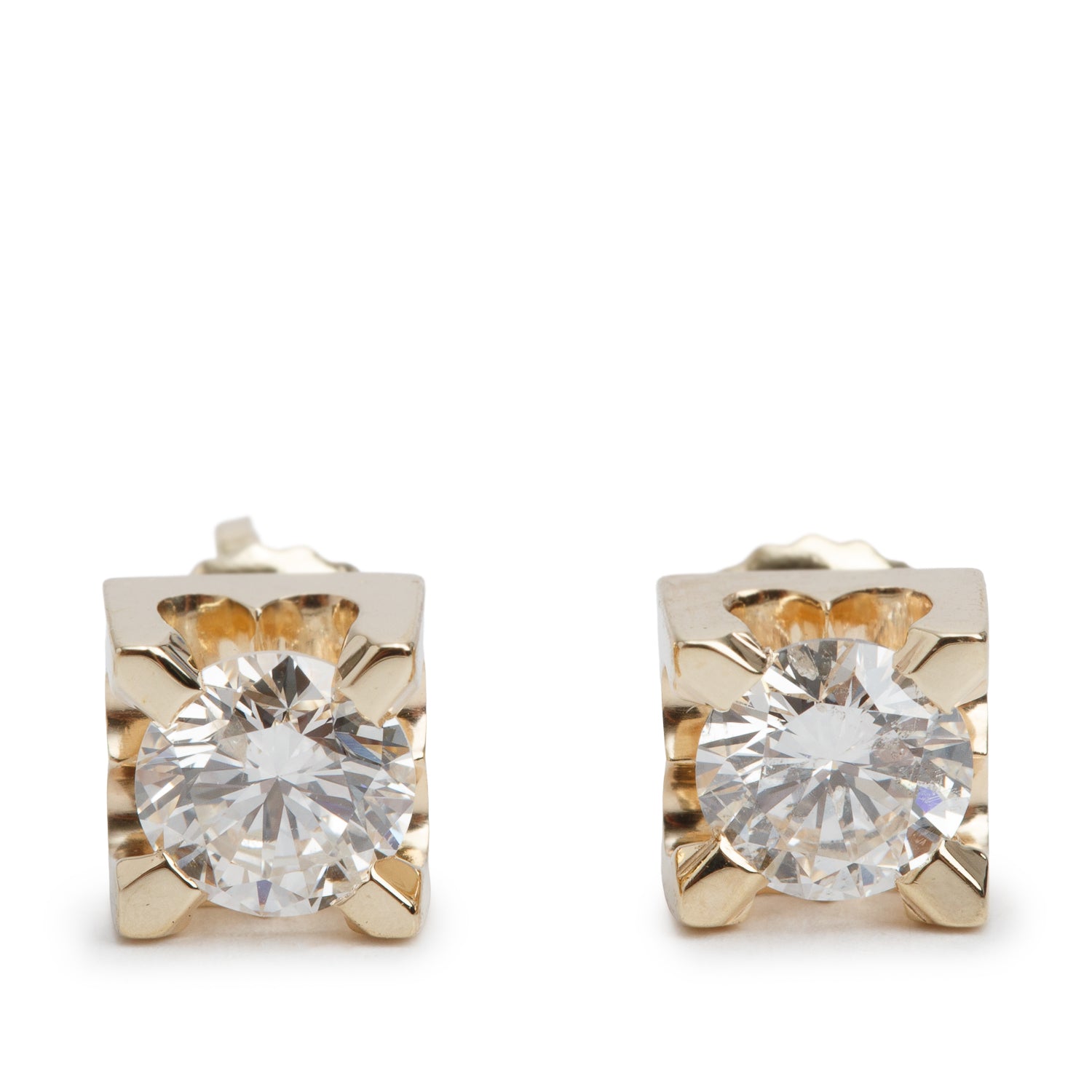 14k Yellow Gold 1.17 tcw. Diamond Stud Earrings