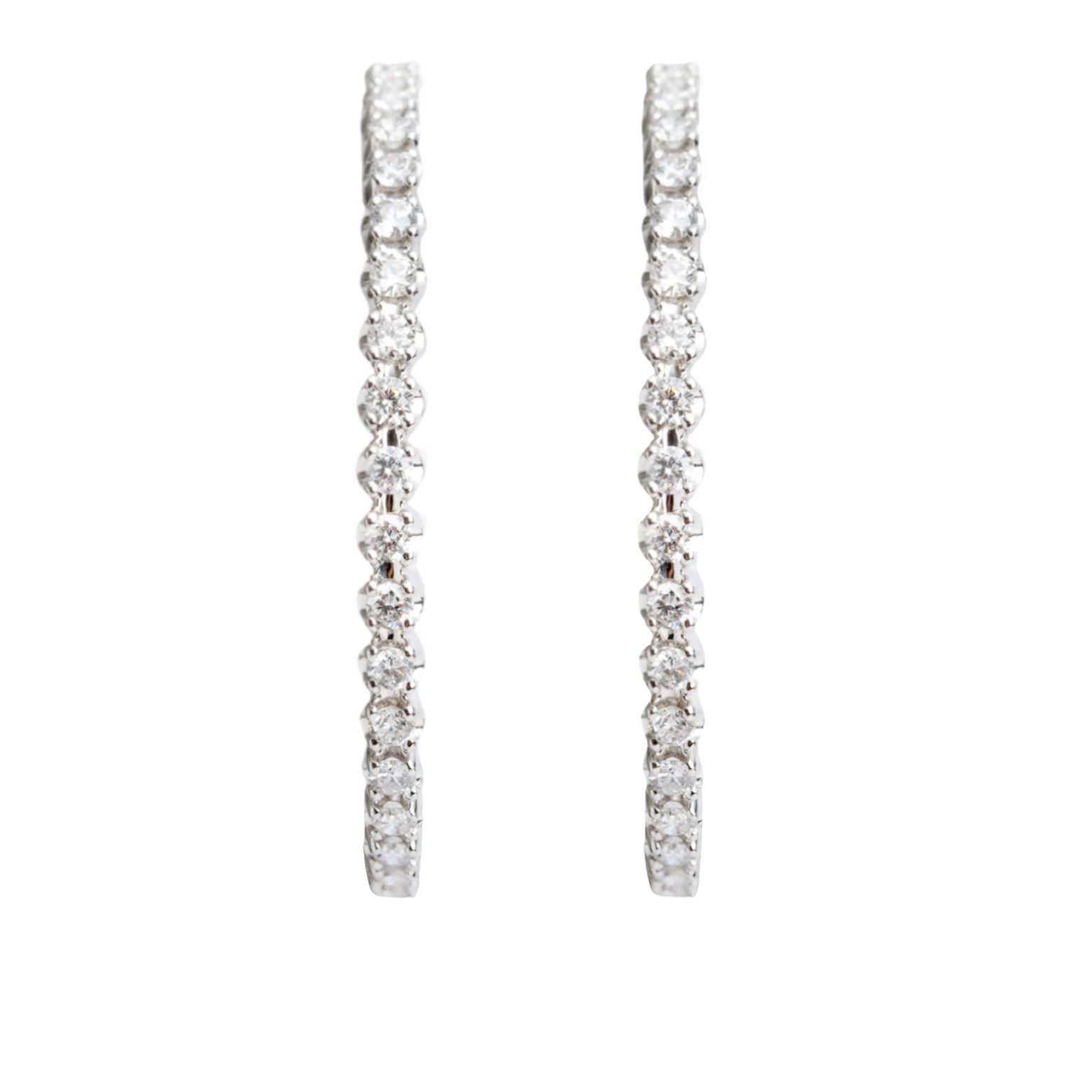 10k White Gold 2.32 tcw. Diamond Inside-Out Hoop Earrings