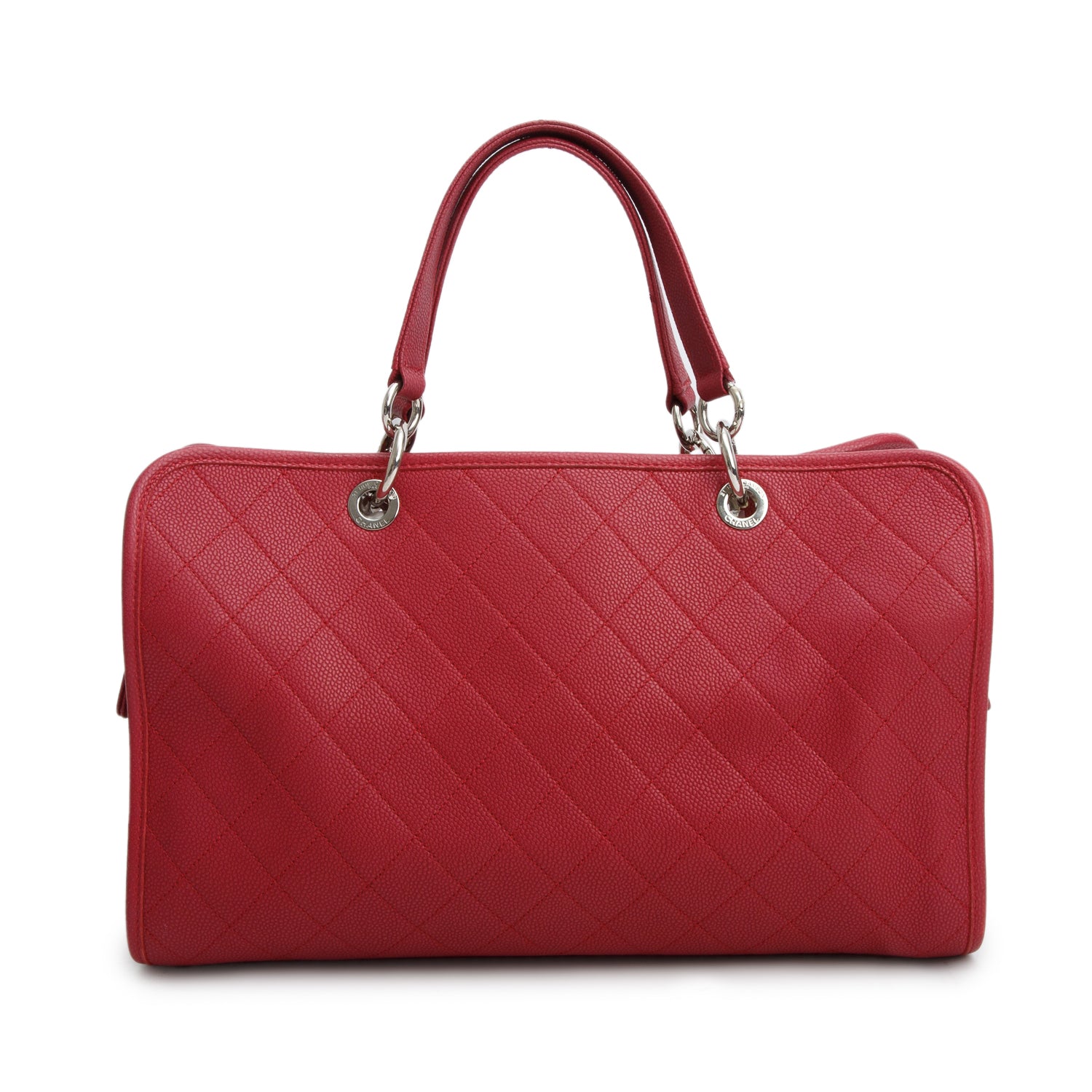 Chanel Red Caviar Quilted Large Riviera Tote w/ Authenticity Card, Pouch & Strap