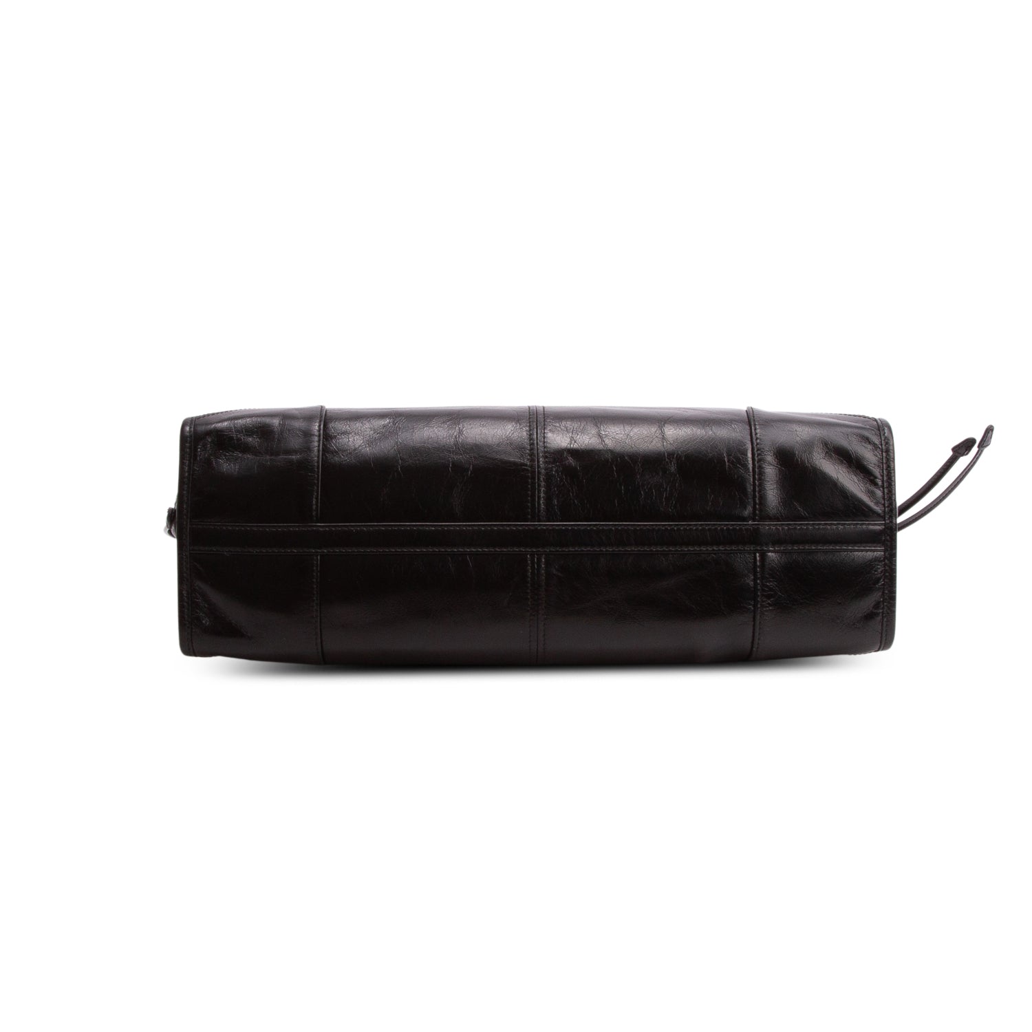 Prada Black Glossy Calfskin Triangle Large Bonnie Shoulder Bag