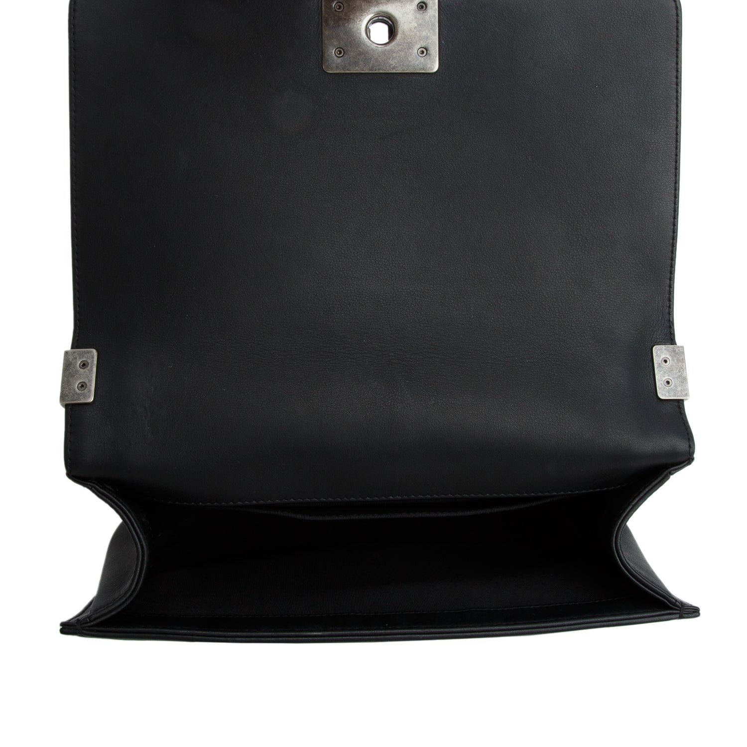 Chanel Black Lambskin Quilted Medium Boy Flap