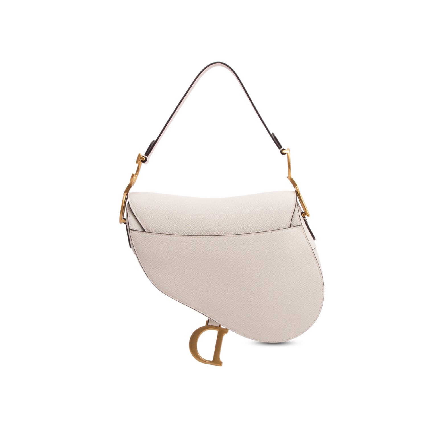 Christian Dior 2021 White Grained Calfskin Saddle Bag w/ Authenticity Card