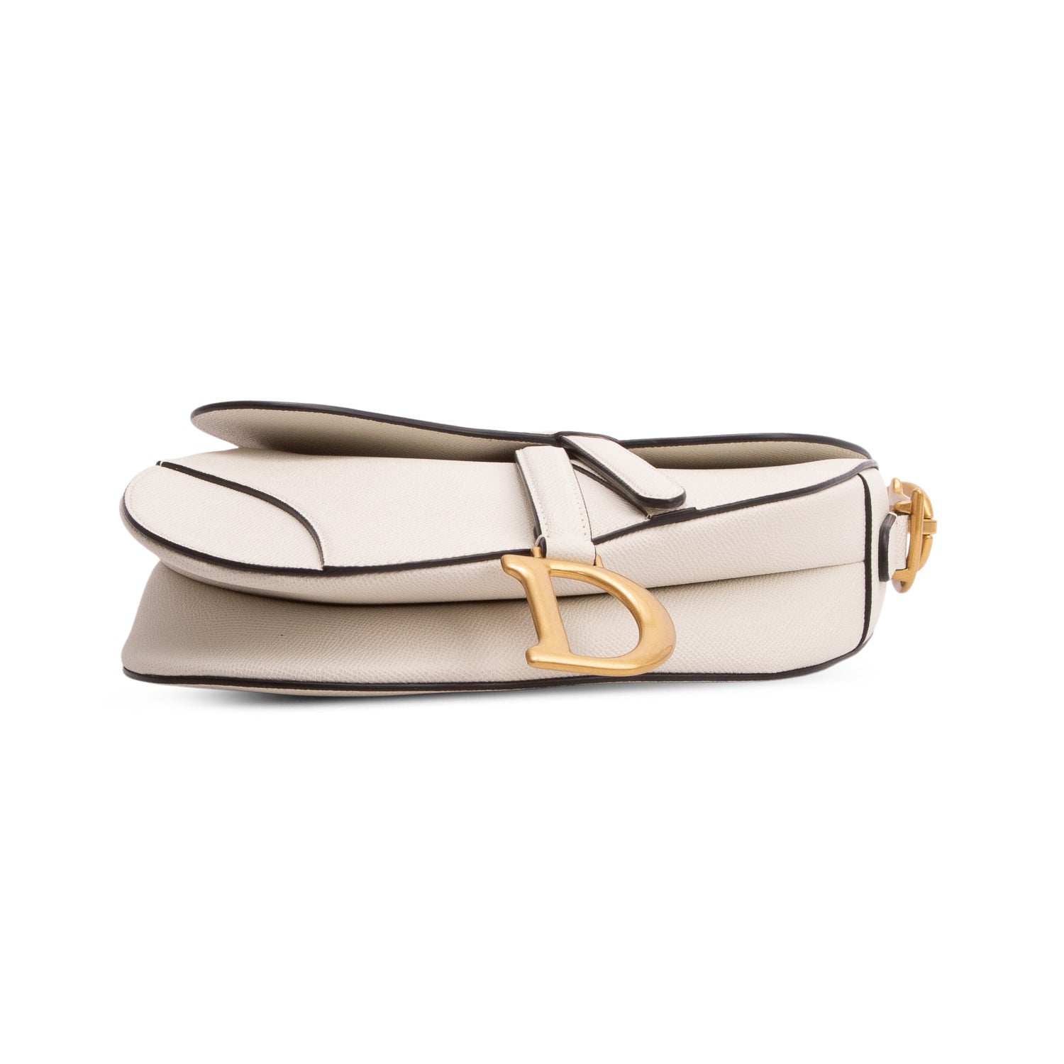 Christian Dior 2021 White Grained Calfskin Saddle Bag w/ Authenticity Card