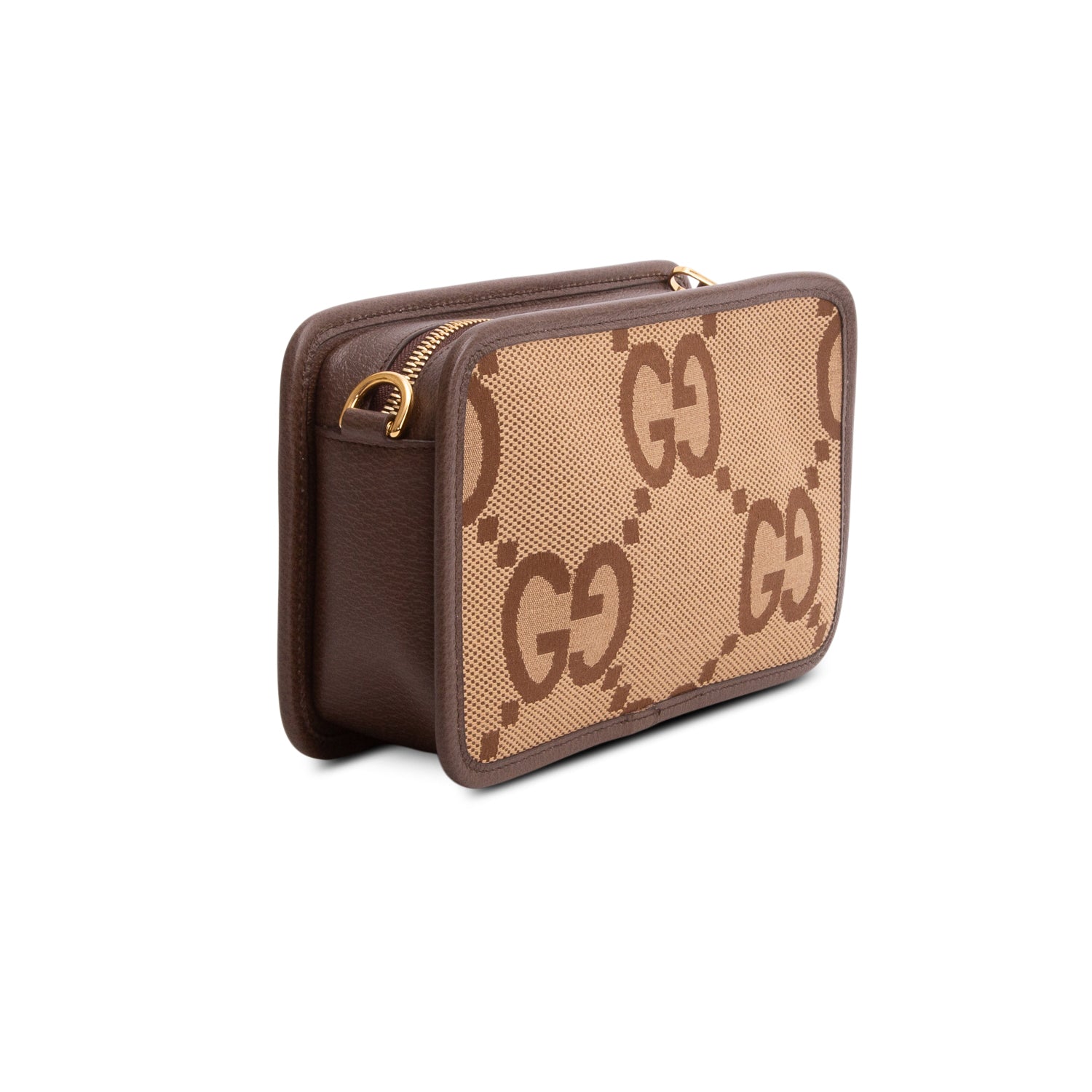 Gucci Monogram Jumbo GG Textured Dollar Calfskin Web Mini Crossbody Bag w/ Box
