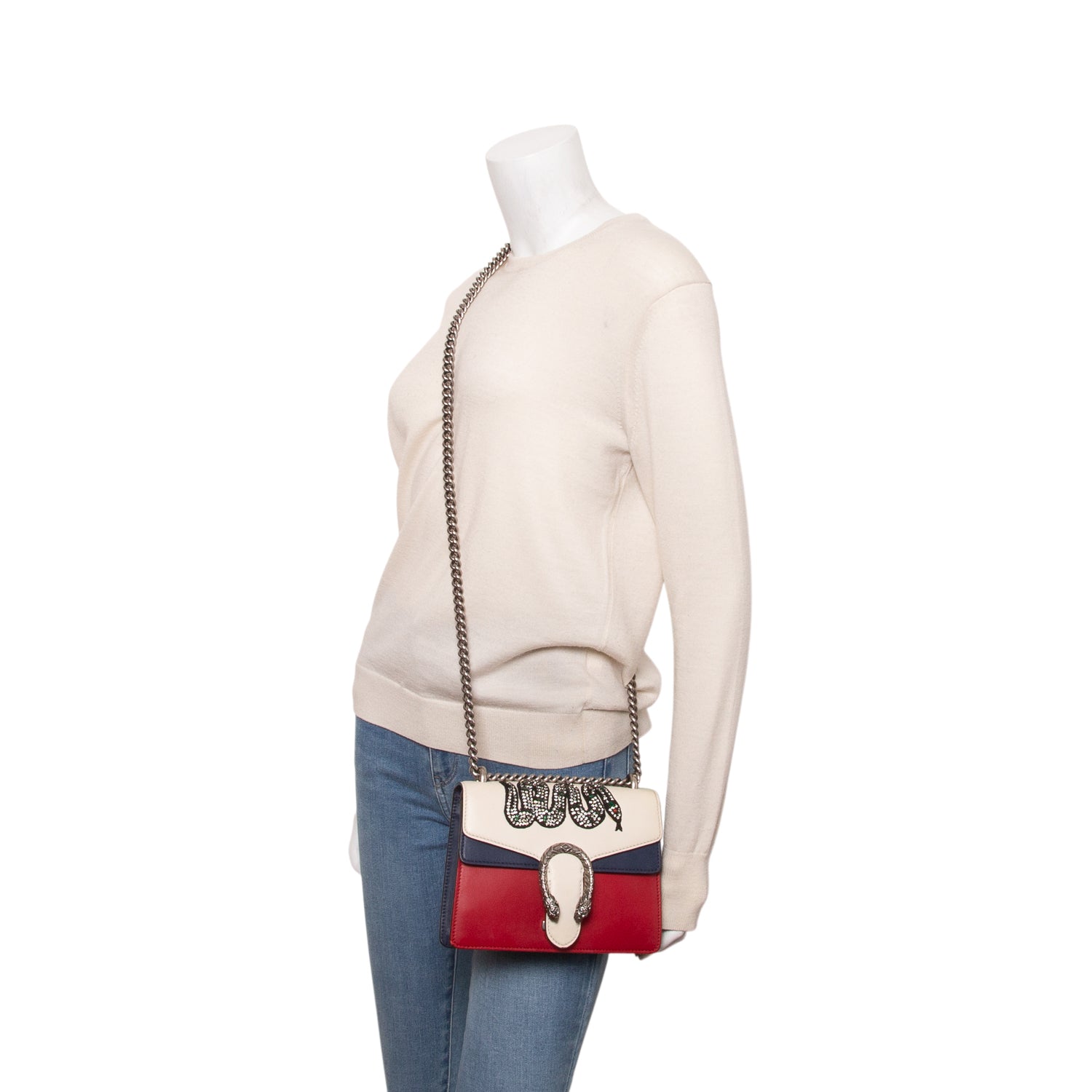 Gucci Multicolor Calfskin Crystal Snake Embroidered Mini Dionysus Shoulder Bag w/ Box