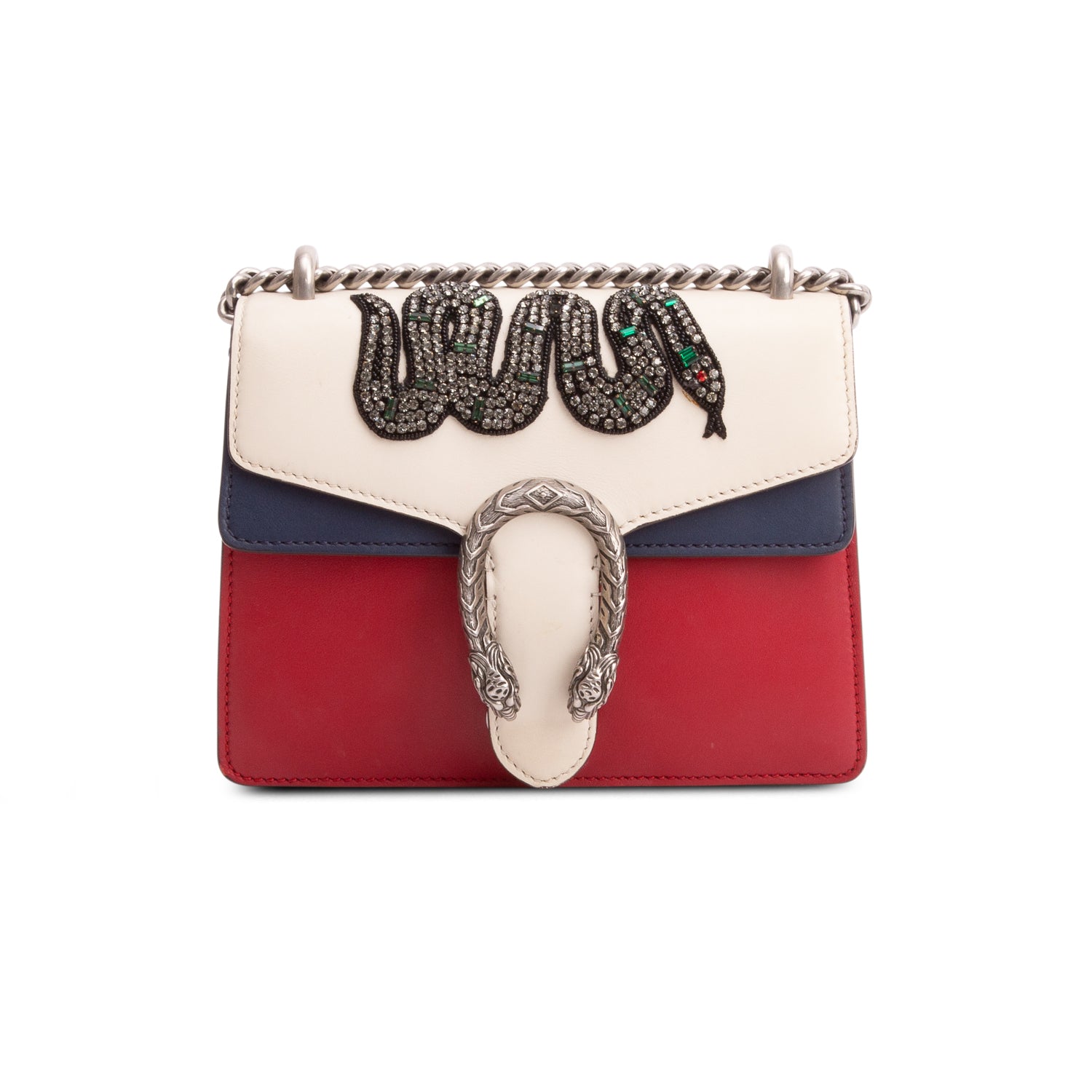 Gucci Multicolor Calfskin Crystal Snake Embroidered Mini Dionysus Shoulder Bag w/ Box