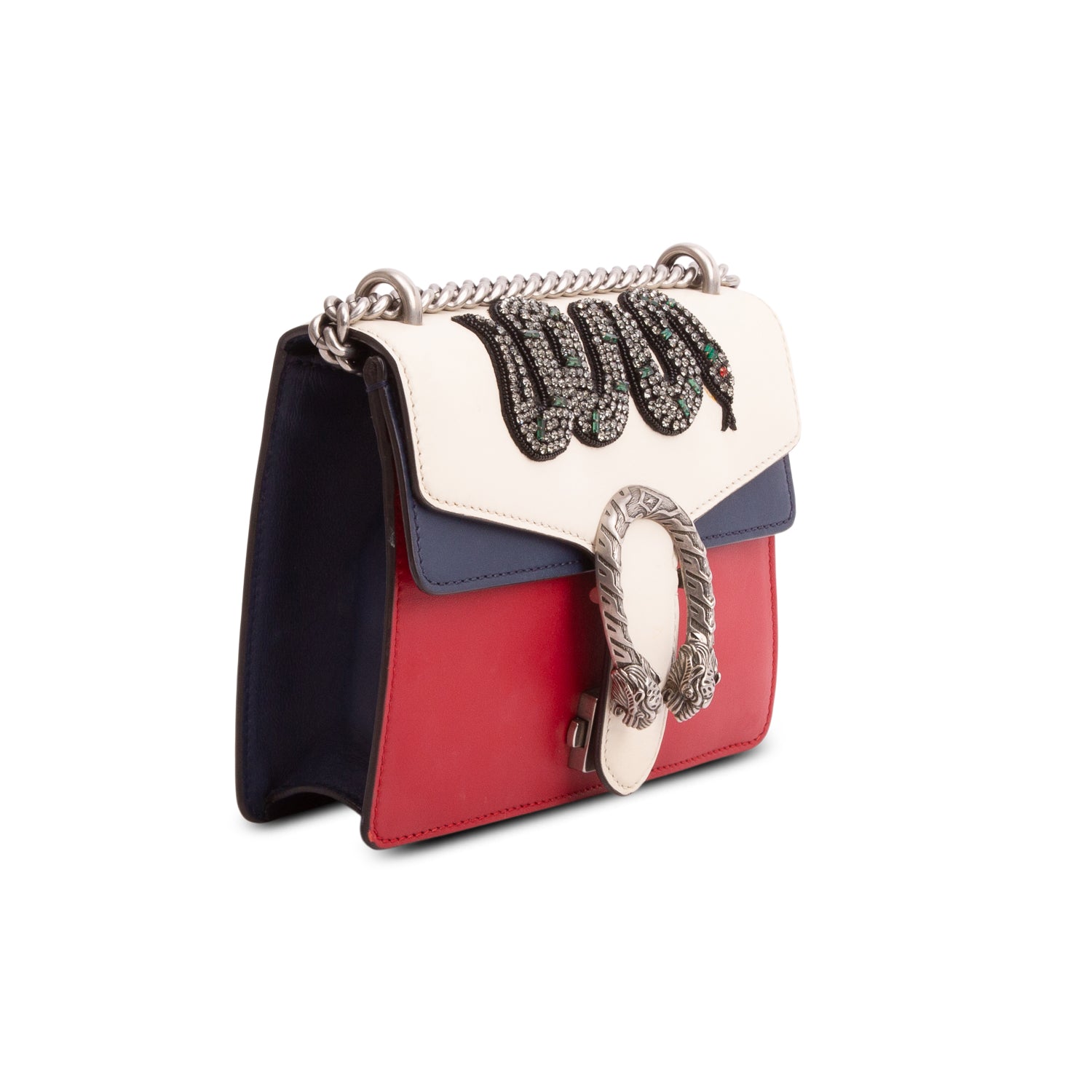 Gucci Multicolor Calfskin Crystal Snake Embroidered Mini Dionysus Shoulder Bag w/ Box