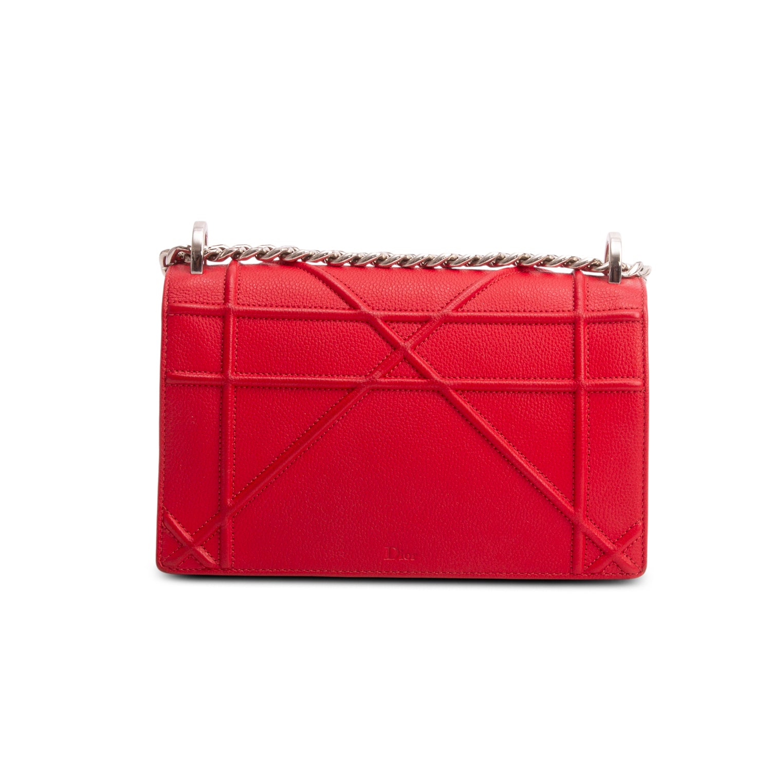 Christian Dior Red Calfskin Leather Small Diorama Flap Bag w/ Box & Authenticity Card