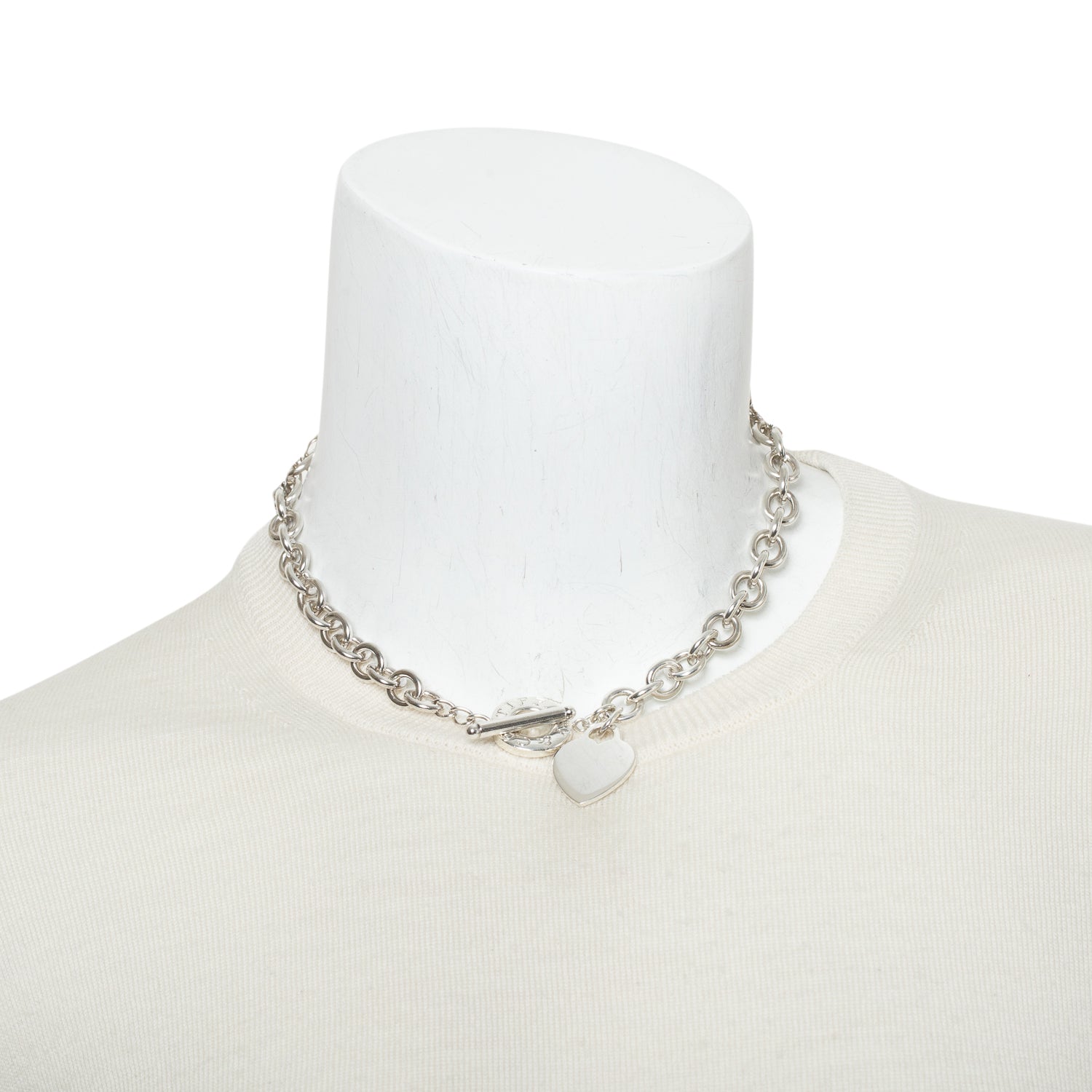 Tiffany & Co. Sterling Silver Heart Tag Necklace with Toggle Clasp