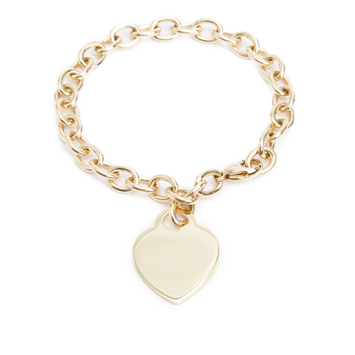 Tiffany & Co. Vintage 18k Yellow Gold Heart Tag Charm Bracelet w/ Box