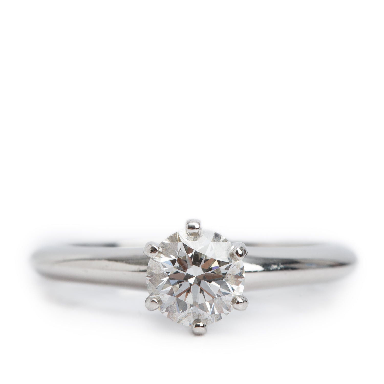 Tiffany & Co. Platinum 0.82 ct. Diamond Solitaire Engagement Ring, Size 6.75 w/ Box & Diamond Certificate