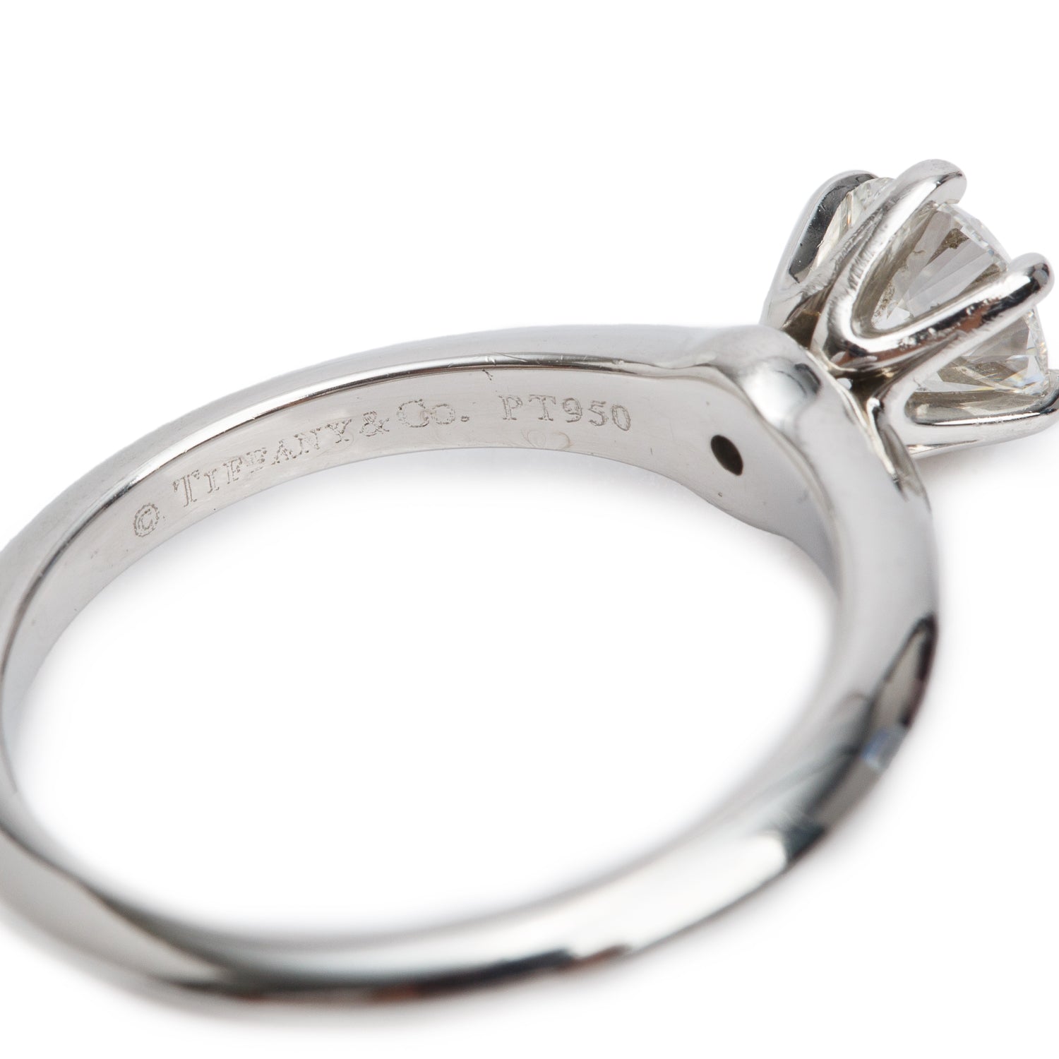 Tiffany & Co. Platinum 0.82 ct. Diamond Solitaire Engagement Ring, Size 6.75 w/ Box & Diamond Certificate