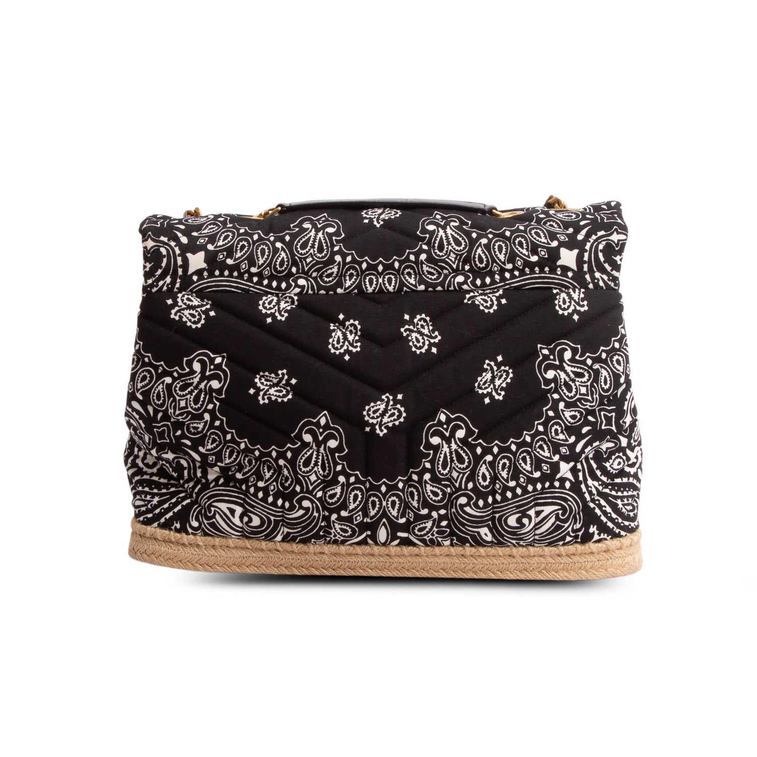 Saint Laurent Black Cotton Bandana Y Quilted Monogram Medium Loulou Shoulder Bag
