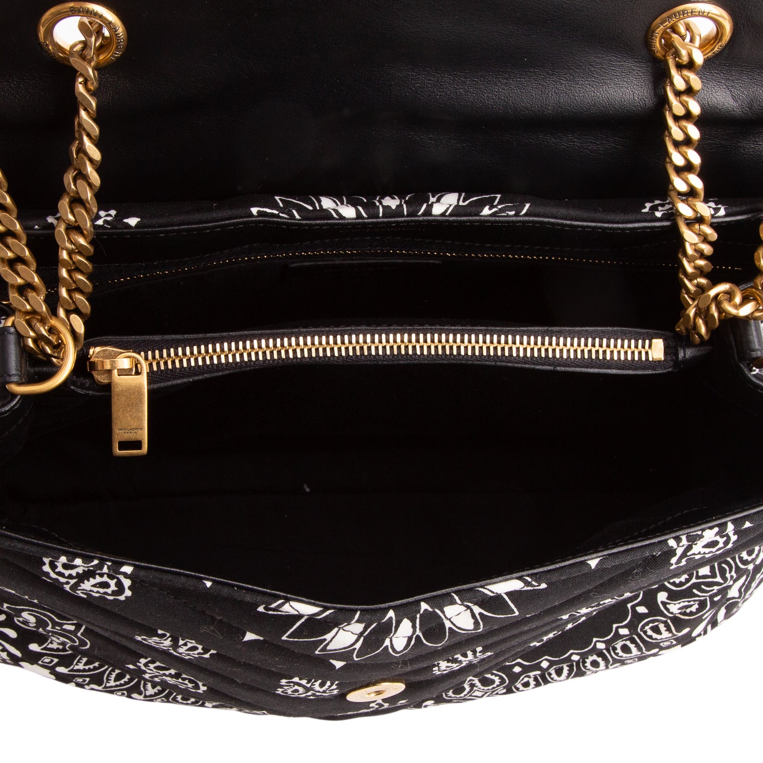 Saint Laurent Black Cotton Bandana Y Quilted Monogram Medium Loulou Shoulder Bag