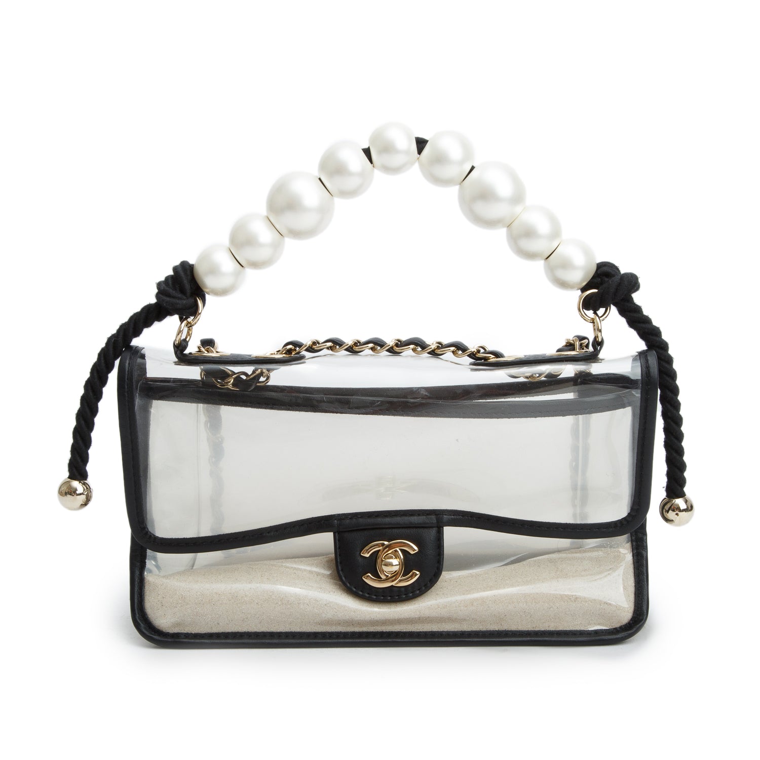 Chanel PVC Lambskin Sand By The Sea Flap w/ Pearl Strap