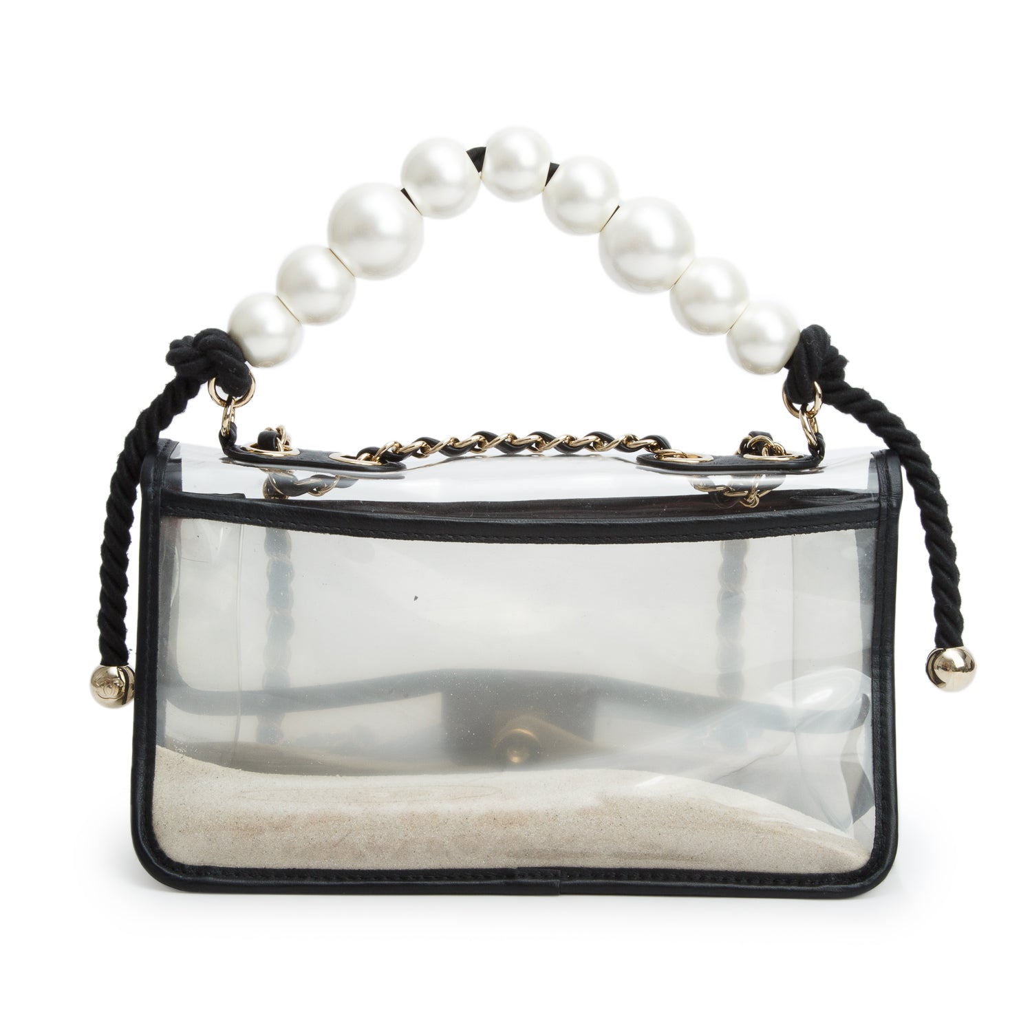 Chanel PVC Lambskin Sand By The Sea Flap w/ Pearl Strap