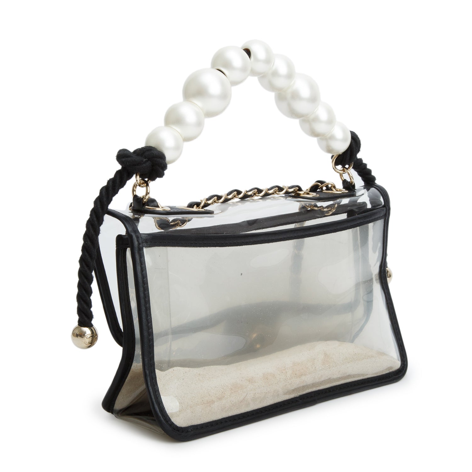 Chanel PVC Lambskin Sand By The Sea Flap w/ Pearl Strap