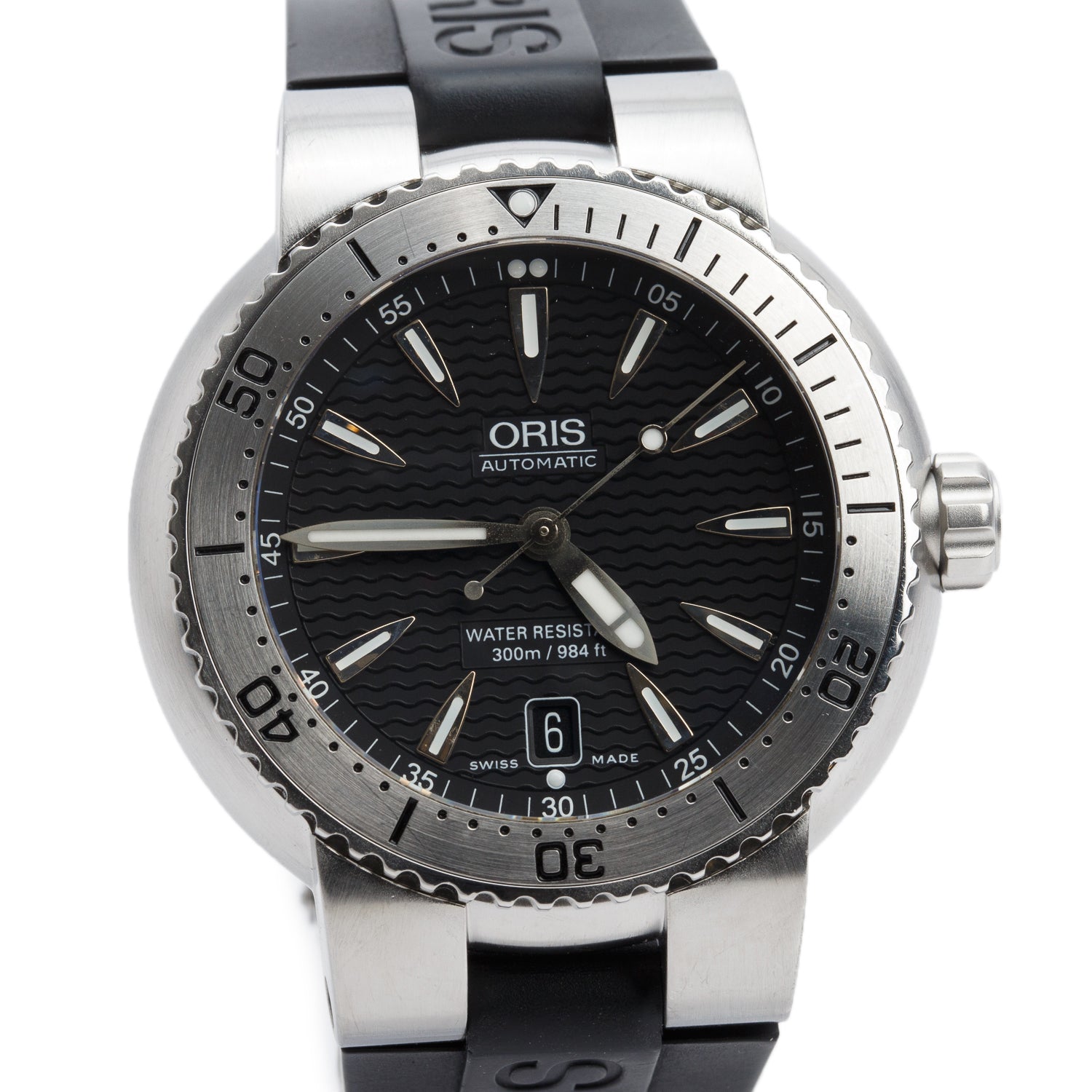 Oris Stainless Steel Divers Date 44 MM Automatic Watch Black Dial 7533