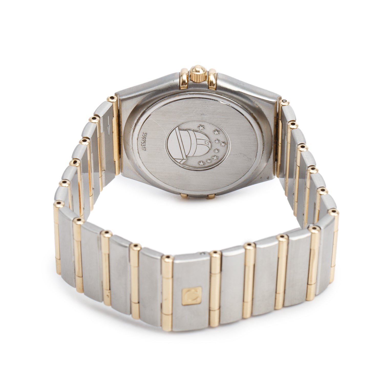 Omega Stainless Steel & 18k Yellow Gold Constellation 34 MM Quartz Watch Gold Dial w/ Box